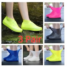 3 Pairs Waterproof Silicone Shoe Covers Thickened Non-Slip Outdoor Rain Oversh