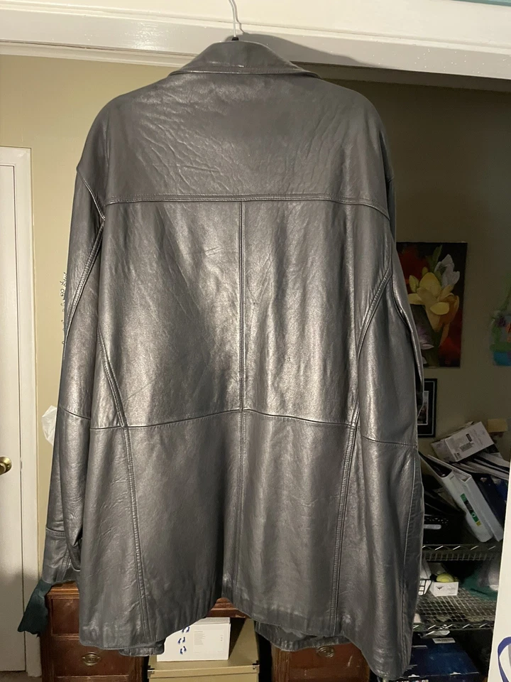 Chaqueta Abrigo Coche Wilsons Cuero M. Julian Para Hombres Cuero Genuino Negro Talla 2XLT Foto 3 de 4