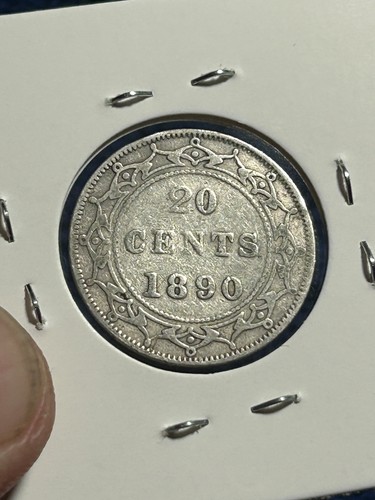 1890 Newfoundland Canada 20 Cents Silver Coin