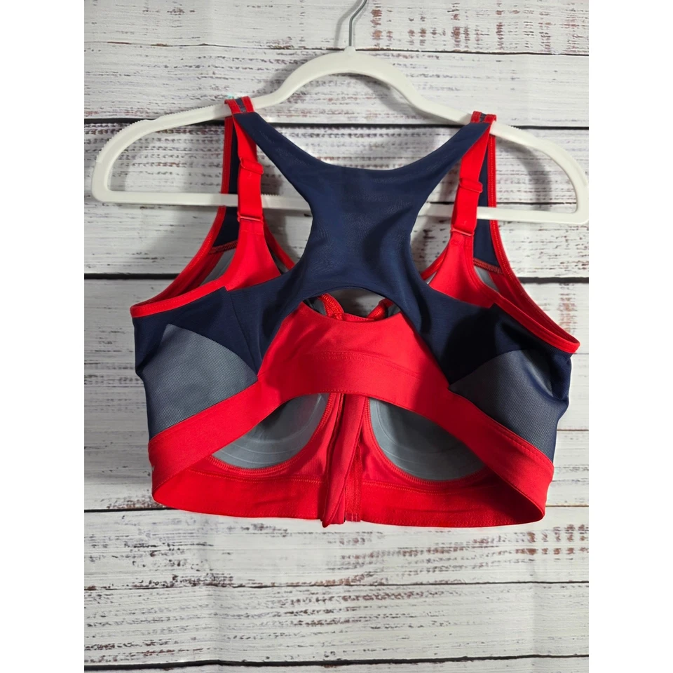 Sujetador deportivo Champion rojo azul marino alto impacto cremallera frontal espalda deportiva talla XL Foto 3 de 3