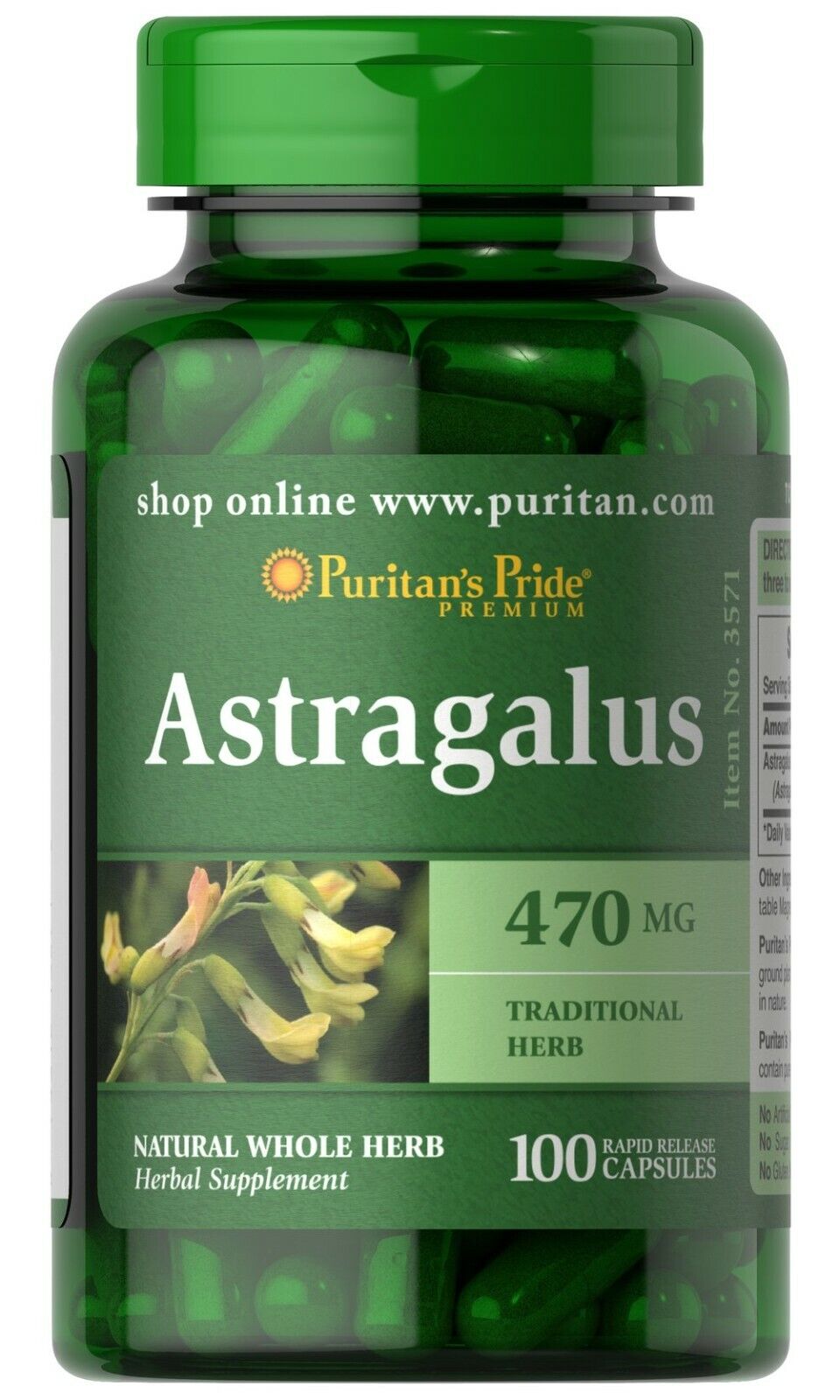 Astragalus Root 470 mg - 100 Caps  (Astragalus membranaceus) 