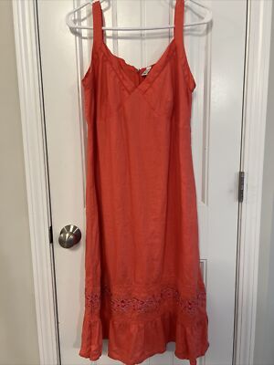 ebay linen dresses size 18 LANE BRYANT OLIVE LINEN SLOUCH POCKETS SLEEVLESS DRESS SIZE 18