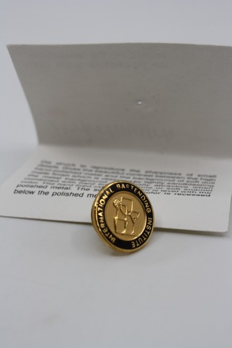 International Bartending Institute Lapel Pin Tie Tack Gold Polished Metal Black - Picture 7 of 12