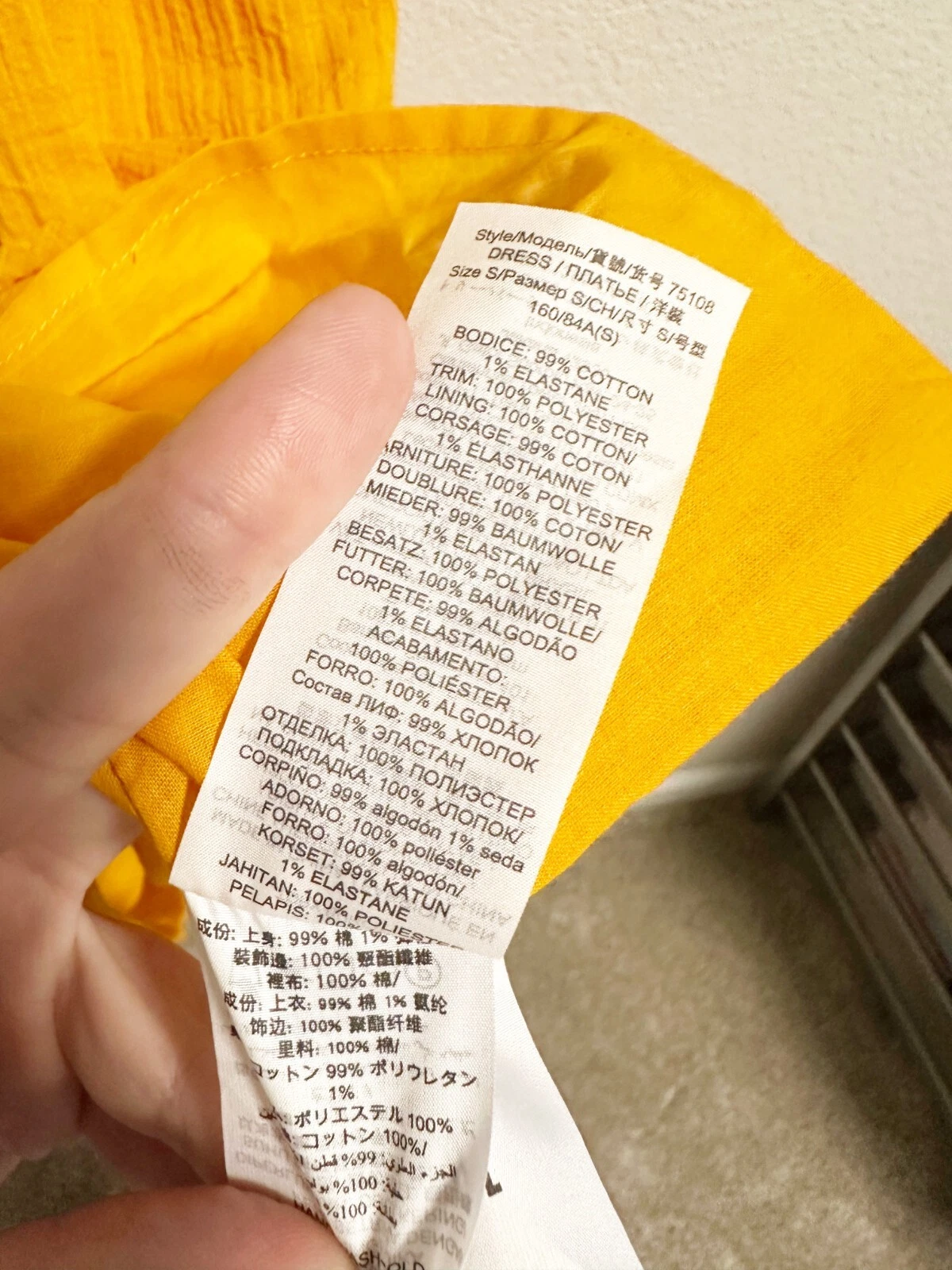 Abito Tory Burch a strati con volant cravatta spalle nappa scollo quadrato boho giallo piccolo