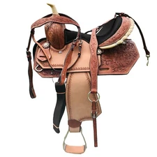 Kids-Youth Western Leather Barrel Horse Saddle Free Tack set | 10"to13"