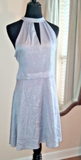 NWT Express Dress Silver Sparkle Shimmer Fit and Flare Size large lined