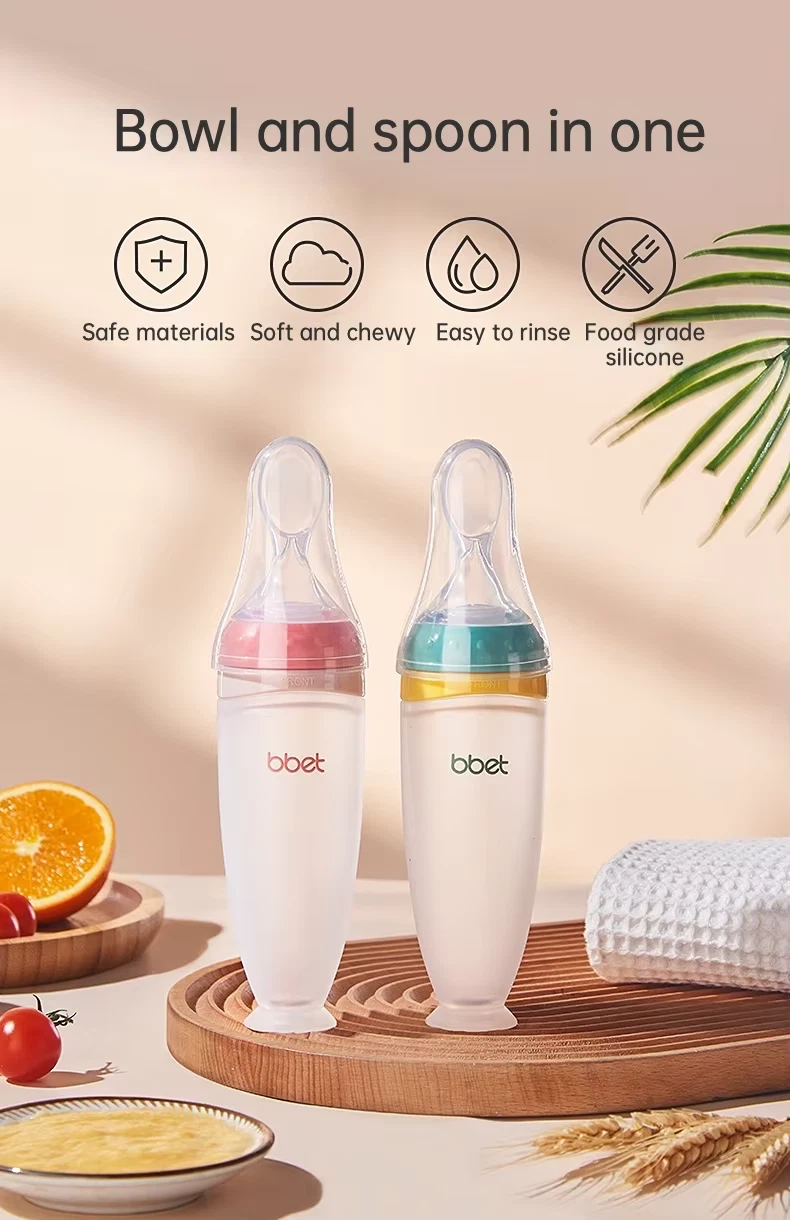 Effective Bottle Training Feeding Silicone Shape Soft Edge Feeding Baby Spoon Bo