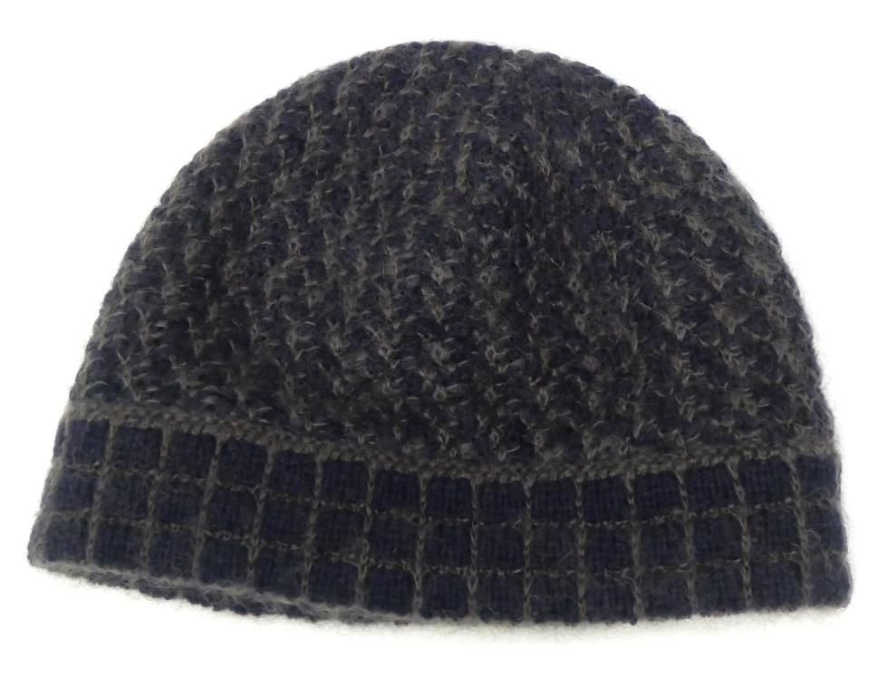 LOUIS VUITTON Knit Beanie Hat Navy Blue Mohair Wool Blend M75052