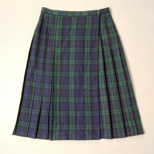 VINTAGE St Michael Green Tartan Scozzese pura lana al ginocchio Gonna Wrap  16 | eBay