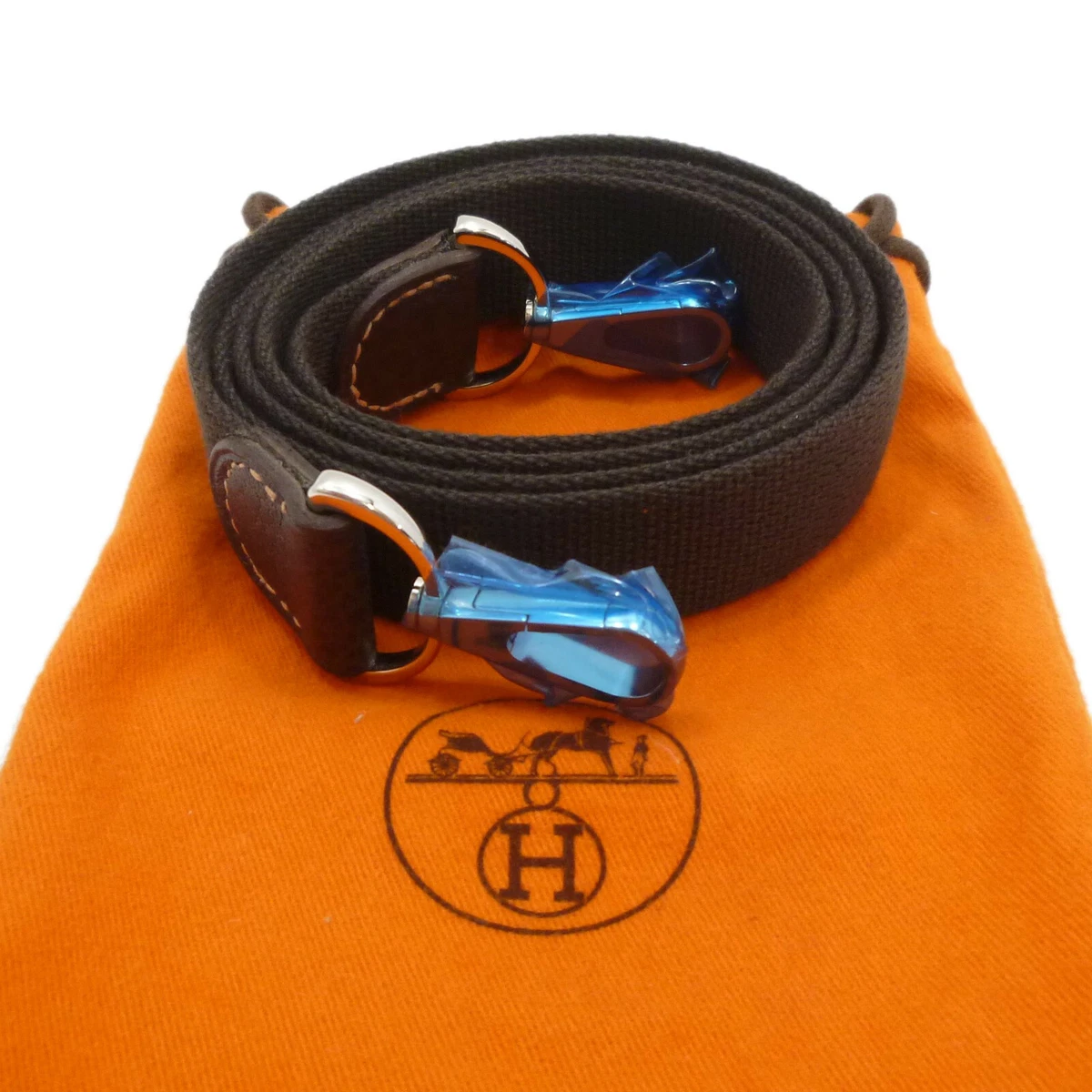 Hermes Hermes Garden Party TPM Black Leather Canvas Hand Bag + Strap