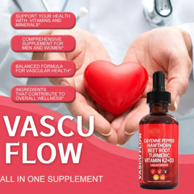 Nutra Vascu Cayenne Pepper Hawthorn Beet Root Turmeric Vitamin Liquid Drops