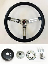 1964-66 Tempest Grand Prix Lemans Black Steering Wheel Chrome Spokes 13 12 1964-66 Tempest Grand Prix Lemans Black Steering Wheel Chrome Spokes 13 12