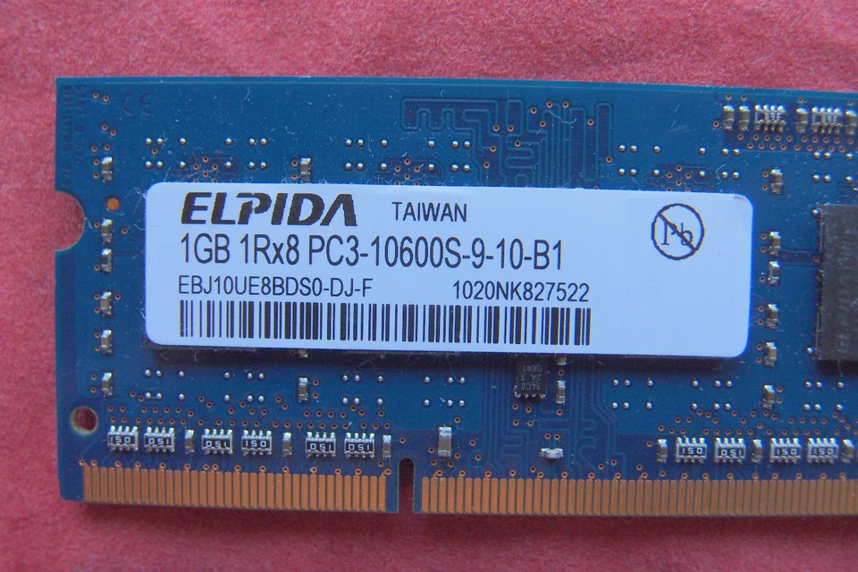 Lot of 6 1GB PC3-10600S DDR3 RAM laptop memory; Samsung Elpida - Image 4 of 4