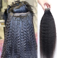 Kinky /Yaki PU Skin Wefts & Tape 100% Remy Human Hair Extensions 20pcs 50g