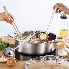 28/32cm Stainless Steel Shabu Shabu Dual Sided Cooking Soup Hot Pot with Lid