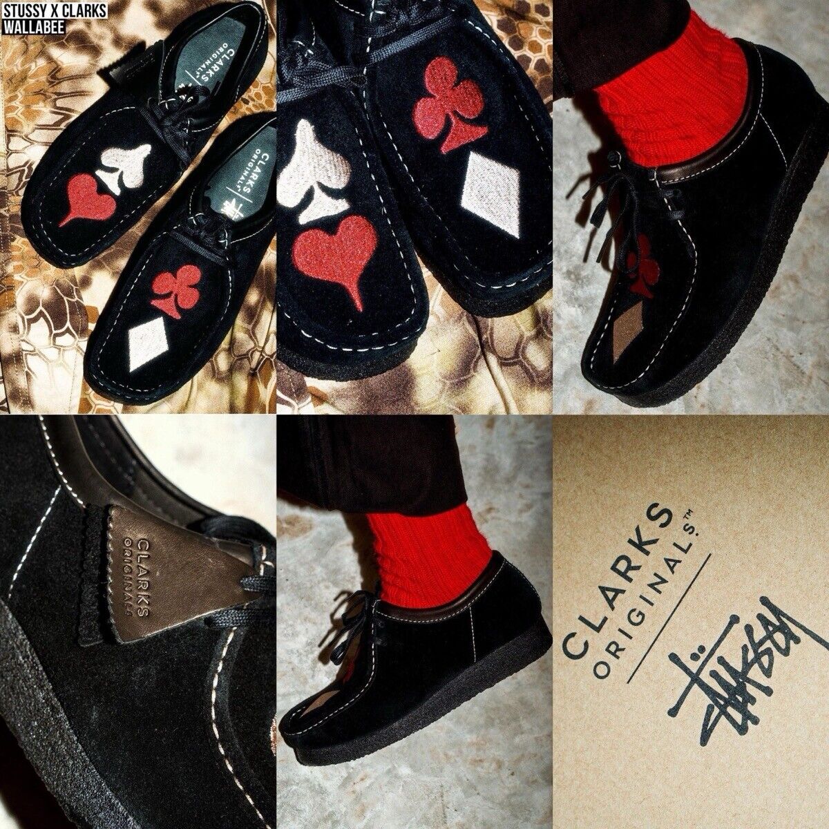 Stussy x CLARKS Originals Wallabee Black Suede Size UK 4-13 Brand