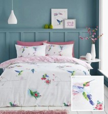 Duvet set pink flower humming bird pretty floral bedding quilt cover 