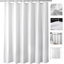 Extra Long Shower Curtain Liner Waterproof 72 X 84 in White 2 Magnets Bathroom