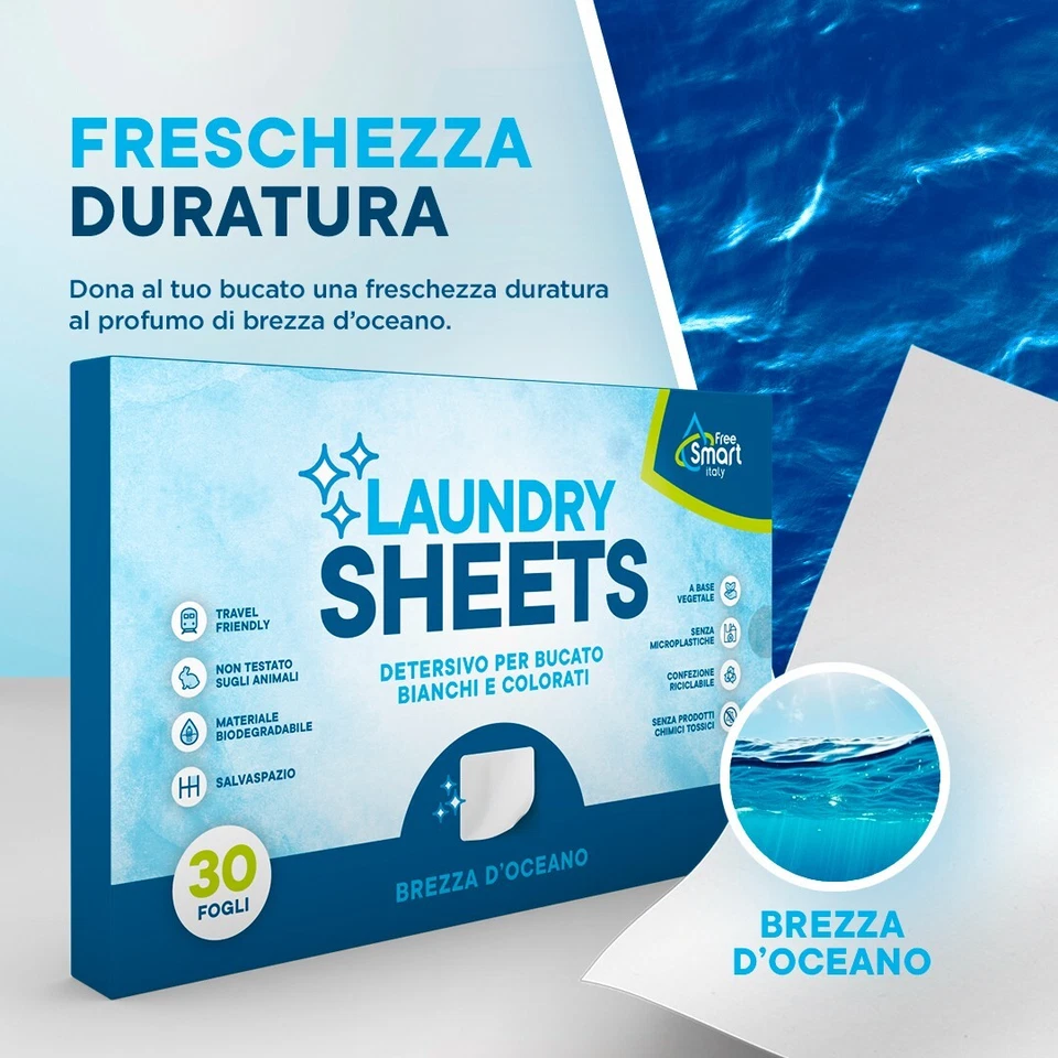 LAUNDRY SHEETS FOGLI DETERSIVO LAVATRICE ECOLOGICI SENZA PLASTICA - PULIZIA eco - Immagine 2 di 4