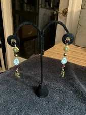 Ayala Bar Fabric and Crystal Dangle Drop Earrings