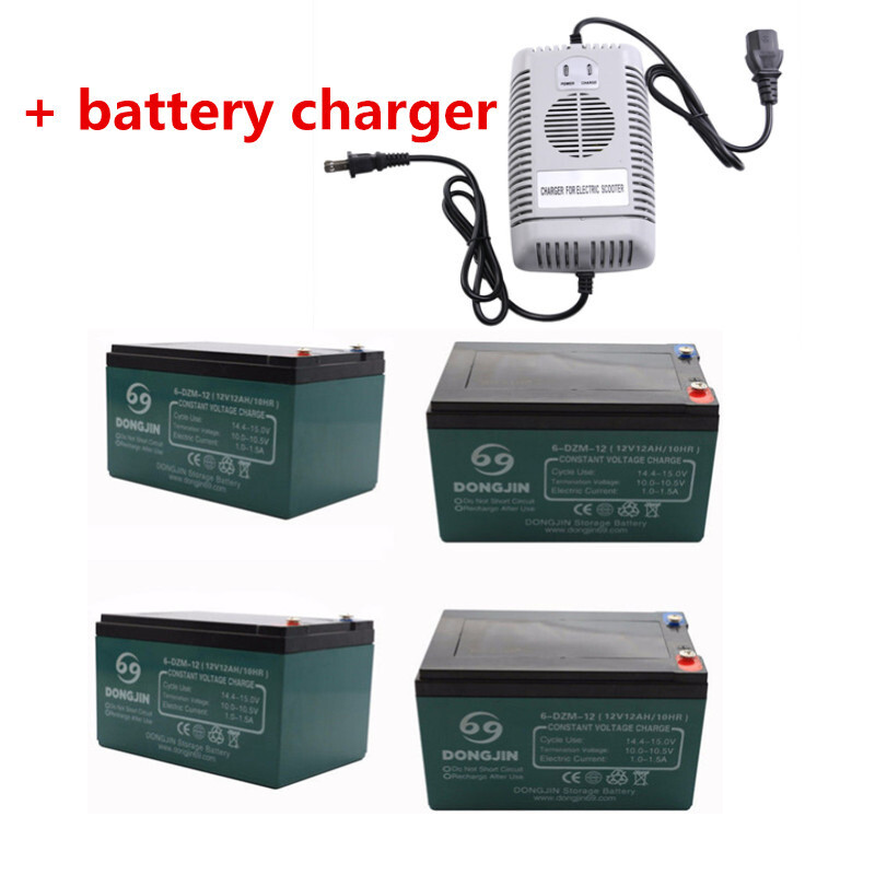 4 Pack 12V 12Ah 6DZM12 Battery with 48V Charger for E-Bike and Mobility Scooter