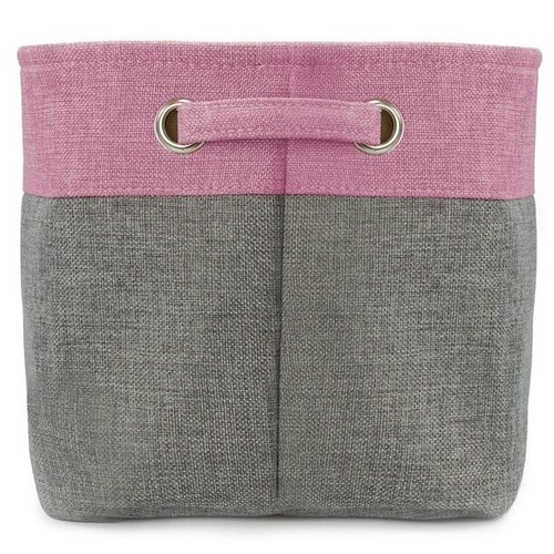 Sorbus ~ Collapsible ~ Storage Basket w/Handles ~ 15 x 10.75 x 9.5 ~ PINK Twill - Picture 2 of 7
