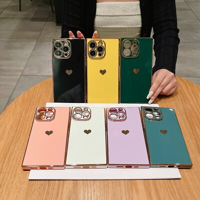 For iPhone 16 Pro Max 15 Plus 11 7 Heart Pattern Shockproof Phone Case