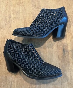 Jeffrey Campbell Women's Gallup Woven Heeled Booties Black size 10