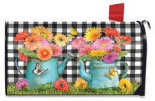 Gerber Daisy Watering Can Spring Mailbox Cover Checkered Standard Briarwood Lane