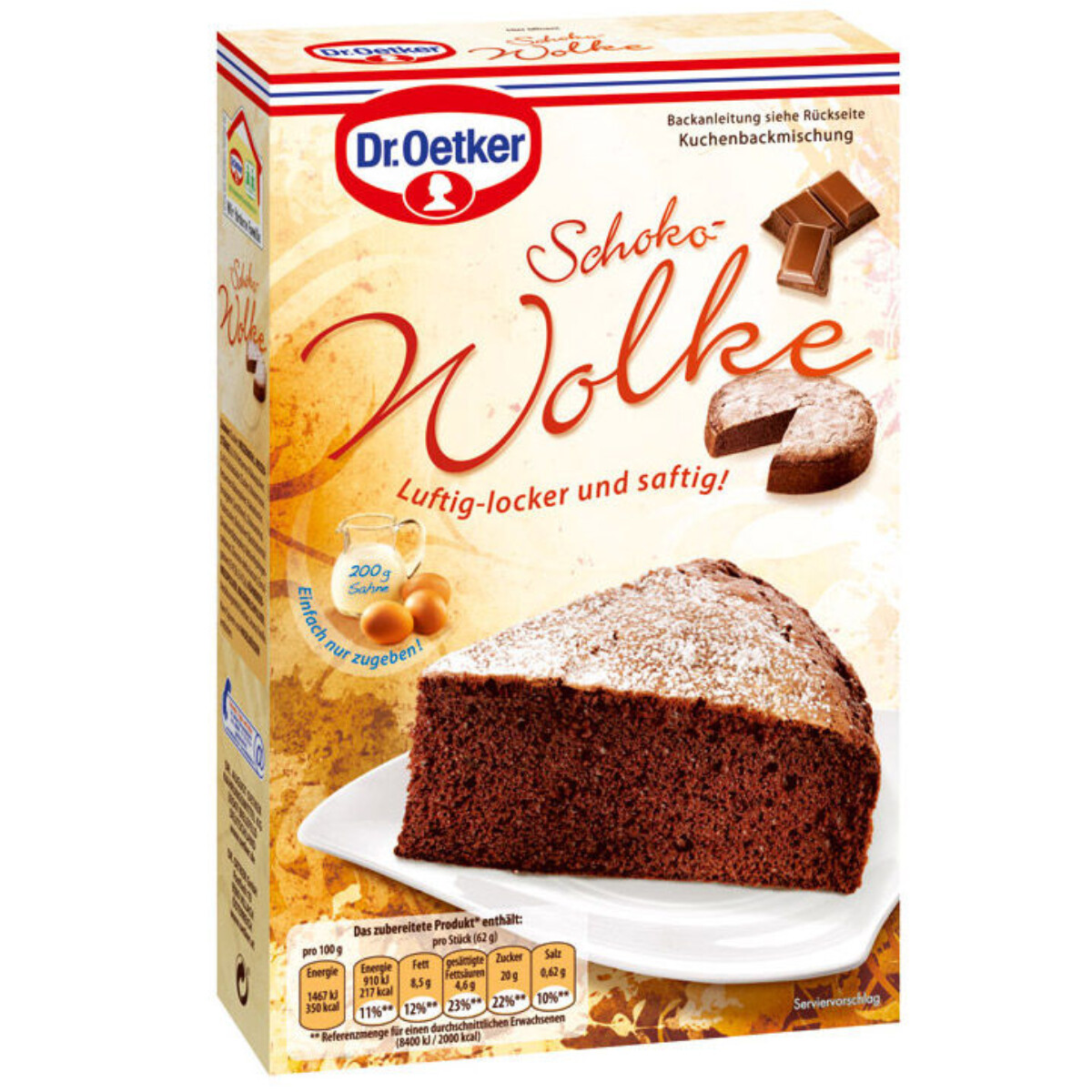 Dr. Oetker Nube De Chocolate Mezcla Para Pasteles Para Un Pastel De Batido 455g