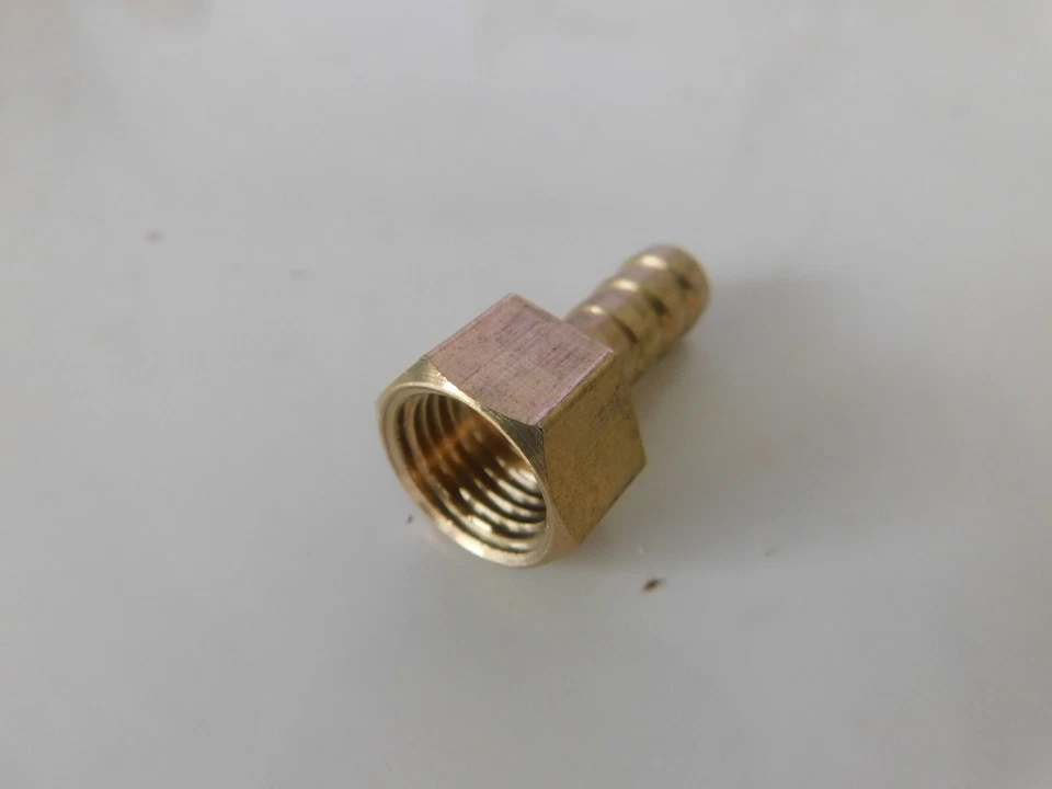 1/4" Female BSP to 8mm Brass Barb Straight Hose Connector