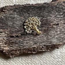 Tree of Life Brooch Gold Tone with Gray Fruit