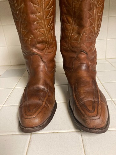Vintage Sheplers Mens 10 Thick Brown Leather Western Cowboy Boots USA Rockabilly - Picture 4 of 13