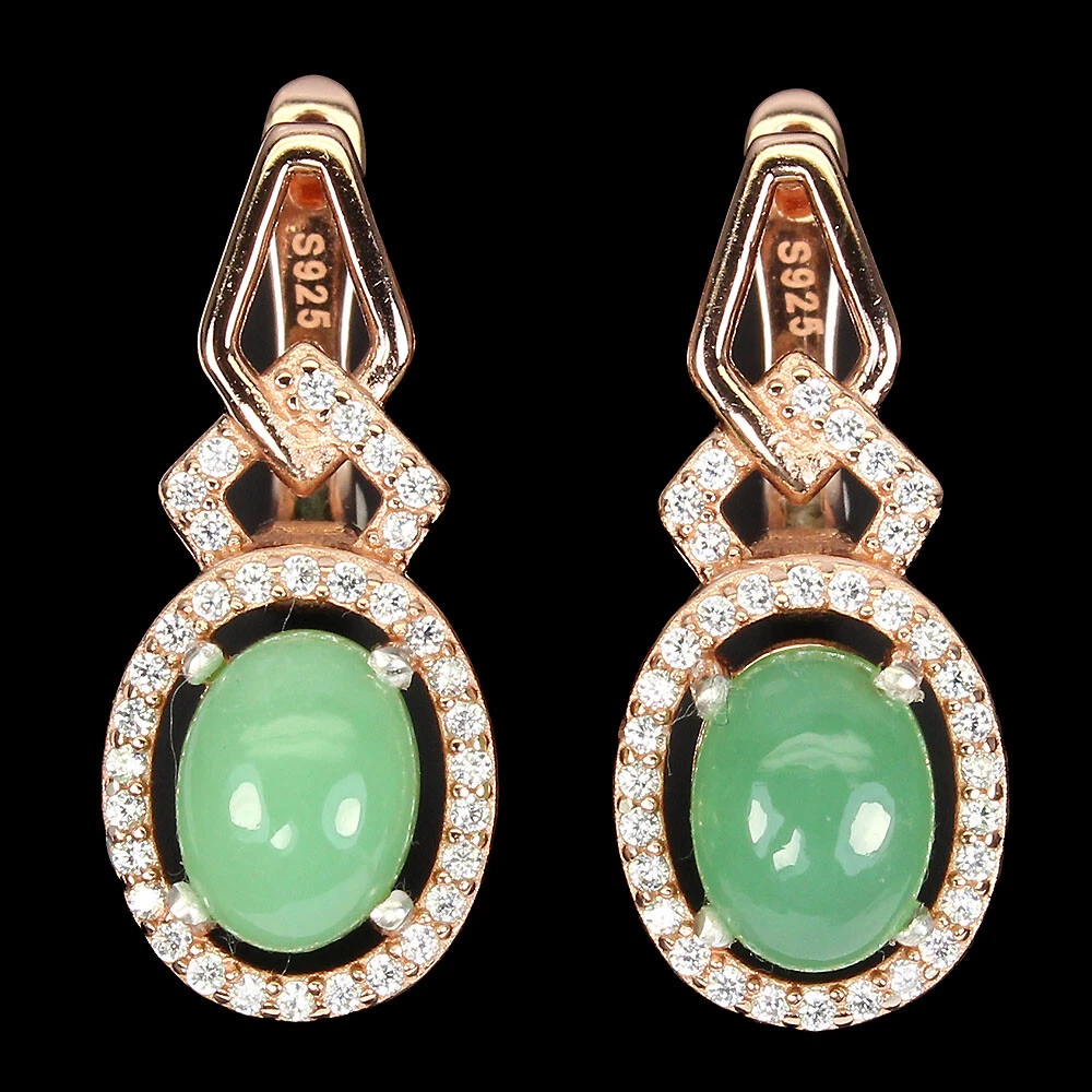925 orecchini in argento sterling gioielli onice verde forma ovale