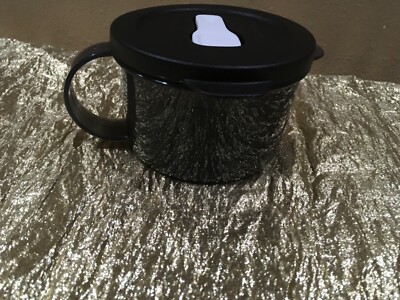 New Beautiful Tupperware Crystalwave Mini Soup Mug Microwaveable Black Color