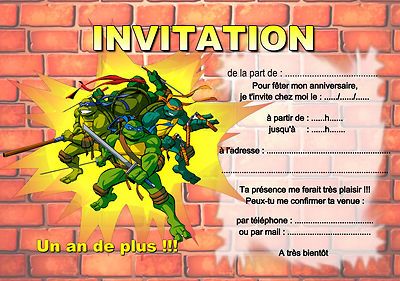 5 12 Ou 14 Cartes Invitation Anniversaire Tortue Ref 433 Greeting Cards Party Supply Home Garden Dzsports Co Uk