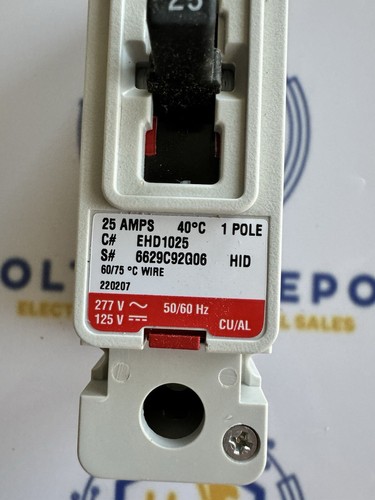 EATON EHD1025 25A 277V 1P THERMAL MAGNETIC CIRCLE BREAKER - 1yr Warranty - Picture 4 of 8
