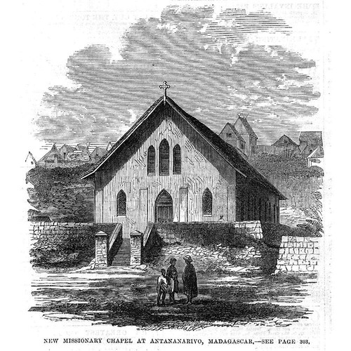 MADAGASCAR New Missionary Chapel at Antananarivo - Antique Print 1866