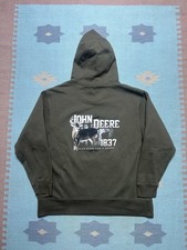 John Deere pullover hoodie sweatshirt tractors farm hunting brown men  s XL