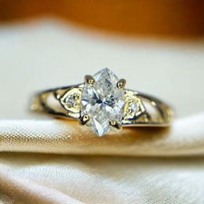Vintage 14k Gelbgold natürlicher Marquise Di...