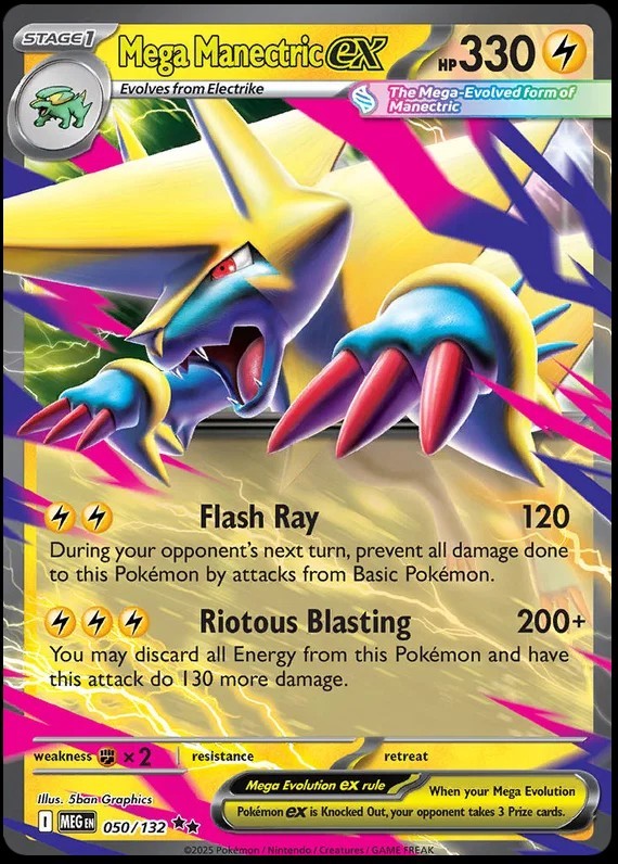 2025 Pokémon Mega Evolutions Mega Manectric EX 050/132 Double Rare Holo NM
