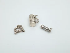 beer charm sterling silver pretzel charm peanut charm lot 3 Beer stein opens