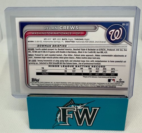 2024 Bowman Draft Chrome Dylan Crews #BDC-125 Rookie Card RC Nationals Base - Picture 2 of 2