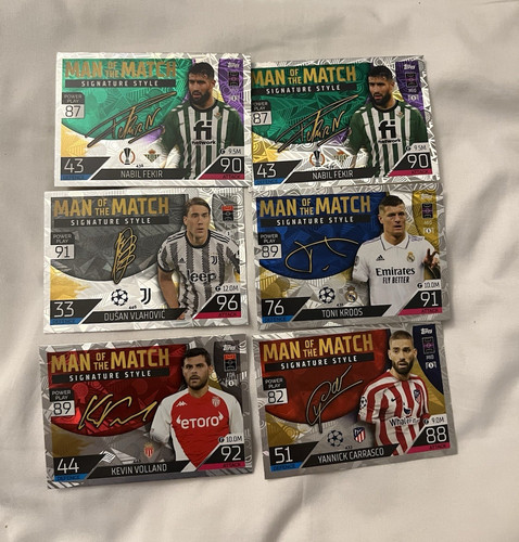 Topps Man of the Match/Signature Style Soccer Trading Cards 6 Card Lot