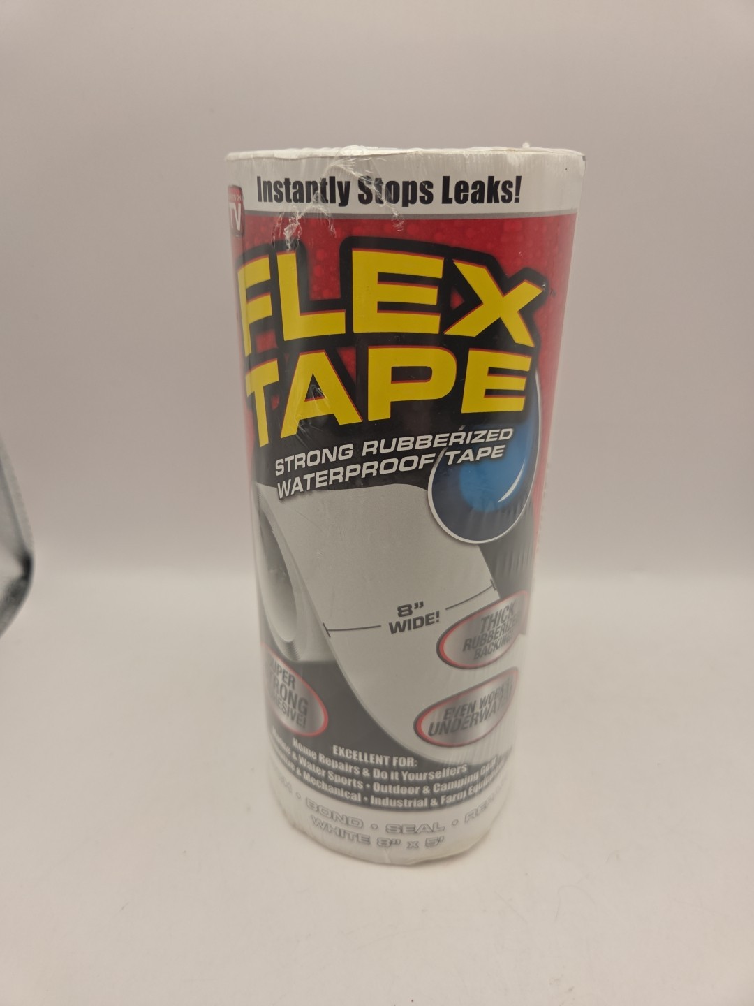 Flex Seal Flex Tape Rubberized Waterproof Tape 8 In. X 5 Ft. - White