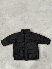 Y2K Phat Farm Kids Black Hoodless Puffer Raincoat Fleece Lined Outerwear Size 2T