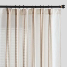 jinchan Striped Linen Blend Curtains 90 Inch Long for Living Room Tan Stripe ...