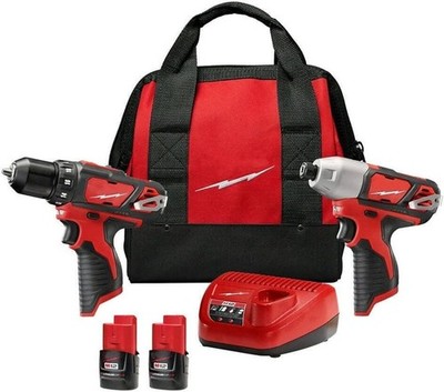 M12 12V Lithium Drill Driver Impact Kit 2-Tool Set Lithium Battery Kit