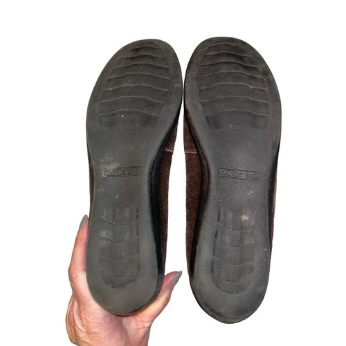 LANDS' END Women's Size 8.5 B Dark Brown Suede Leather Loafers Shoes Buckle - Picture 6 of 7