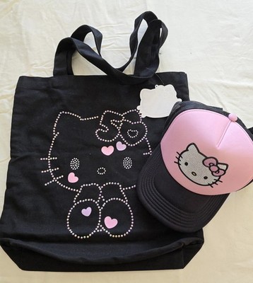 Hello Kitty 50th Anniv. Tote, Iridescent Rhinestones + Pink HK Bling Trucker Hat